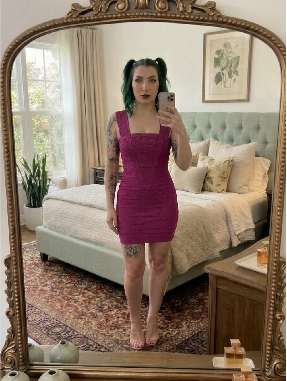 WOW Couture Fuchsia Pink Bandage Bodycon Mini Dress Womens Size Small